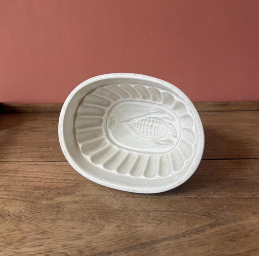 Small White Ceramic Jelly Mould | Corn Design