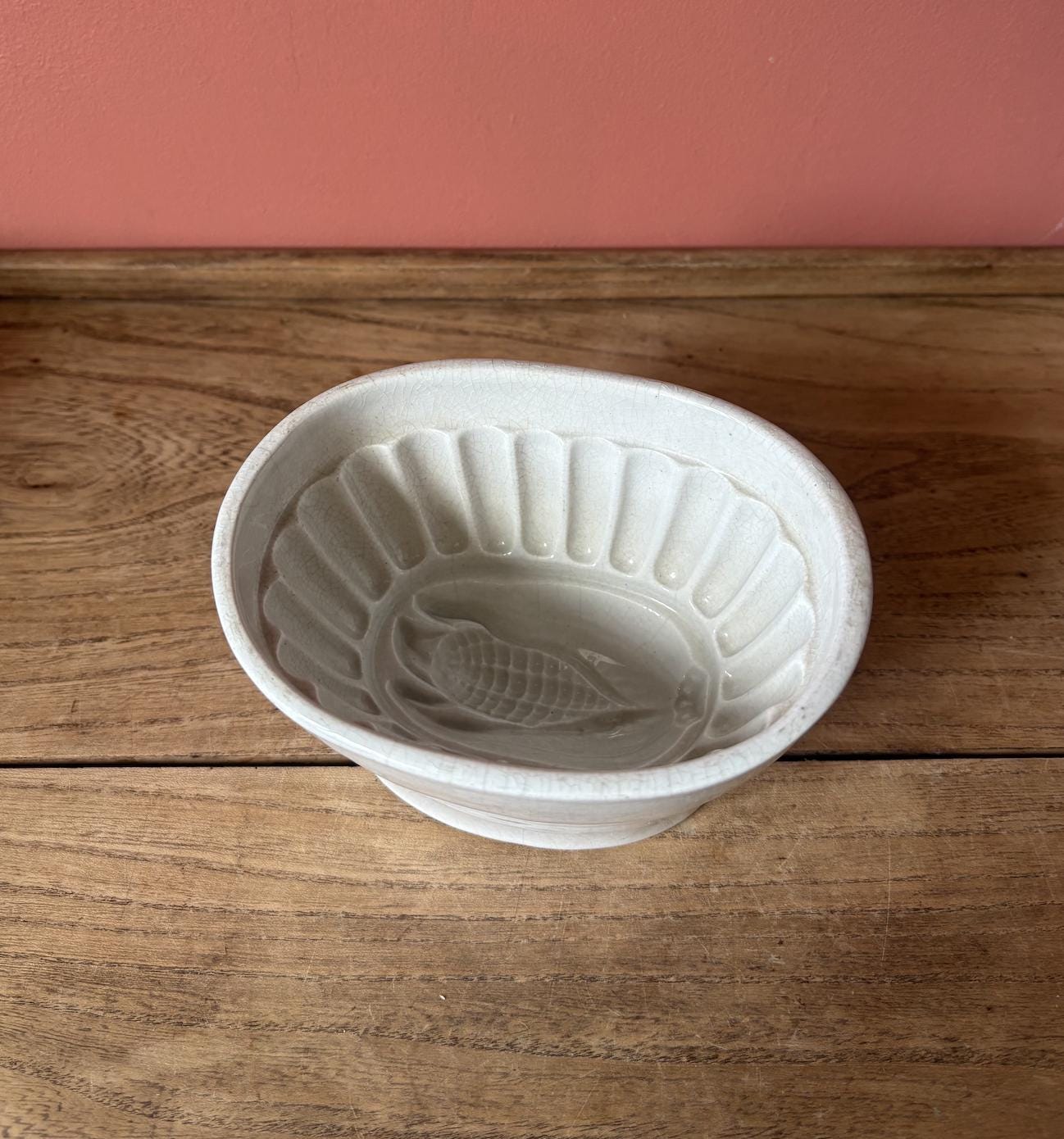 Small White Ceramic Jelly Mould | Corn Design