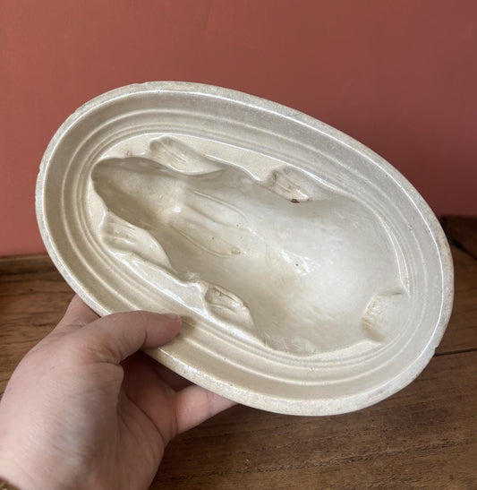 Antique Rabbit Shaped Ceramic Jelly Mould