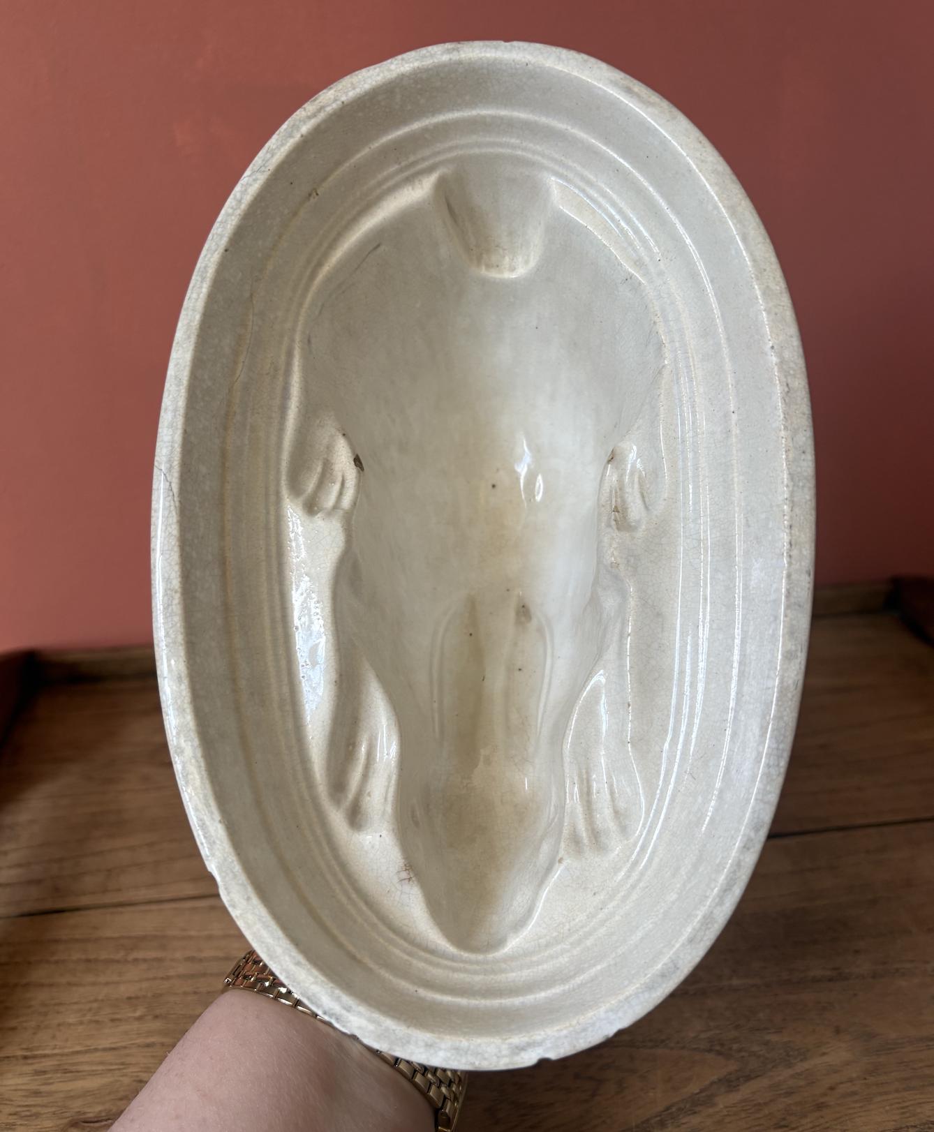 Antique Rabbit Shaped Ceramic Jelly Mould
