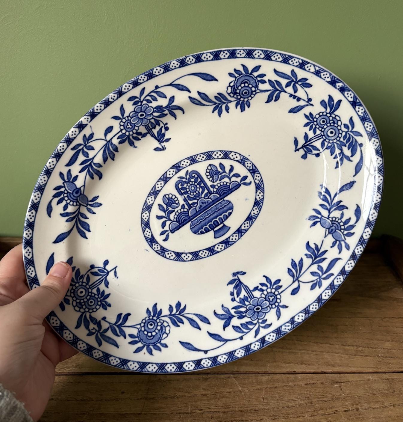 Delph Blue and White Oval Serving Platter