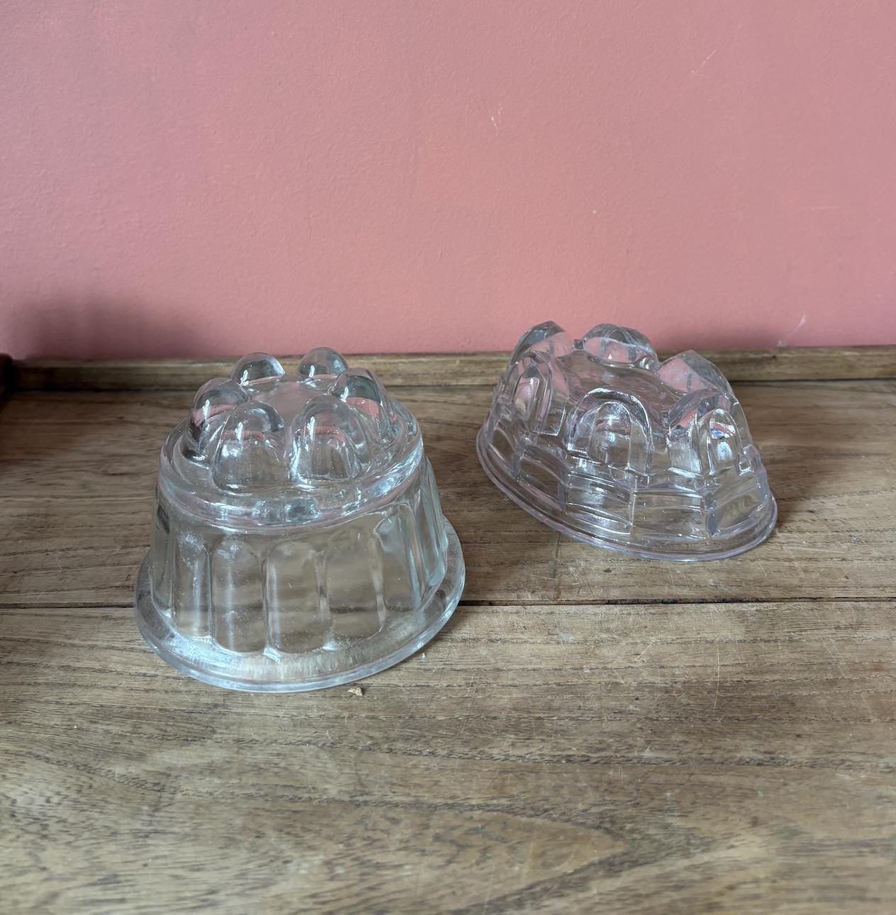 Two Small Glass Jelly Moulds