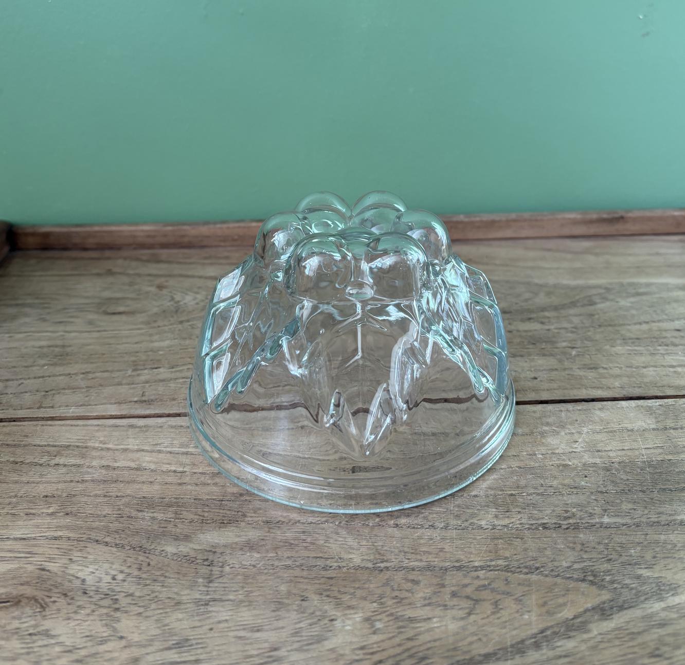Holly Topped Glass Jelly Mould