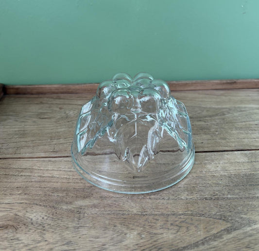 Holly Topped Glass Jelly Mould