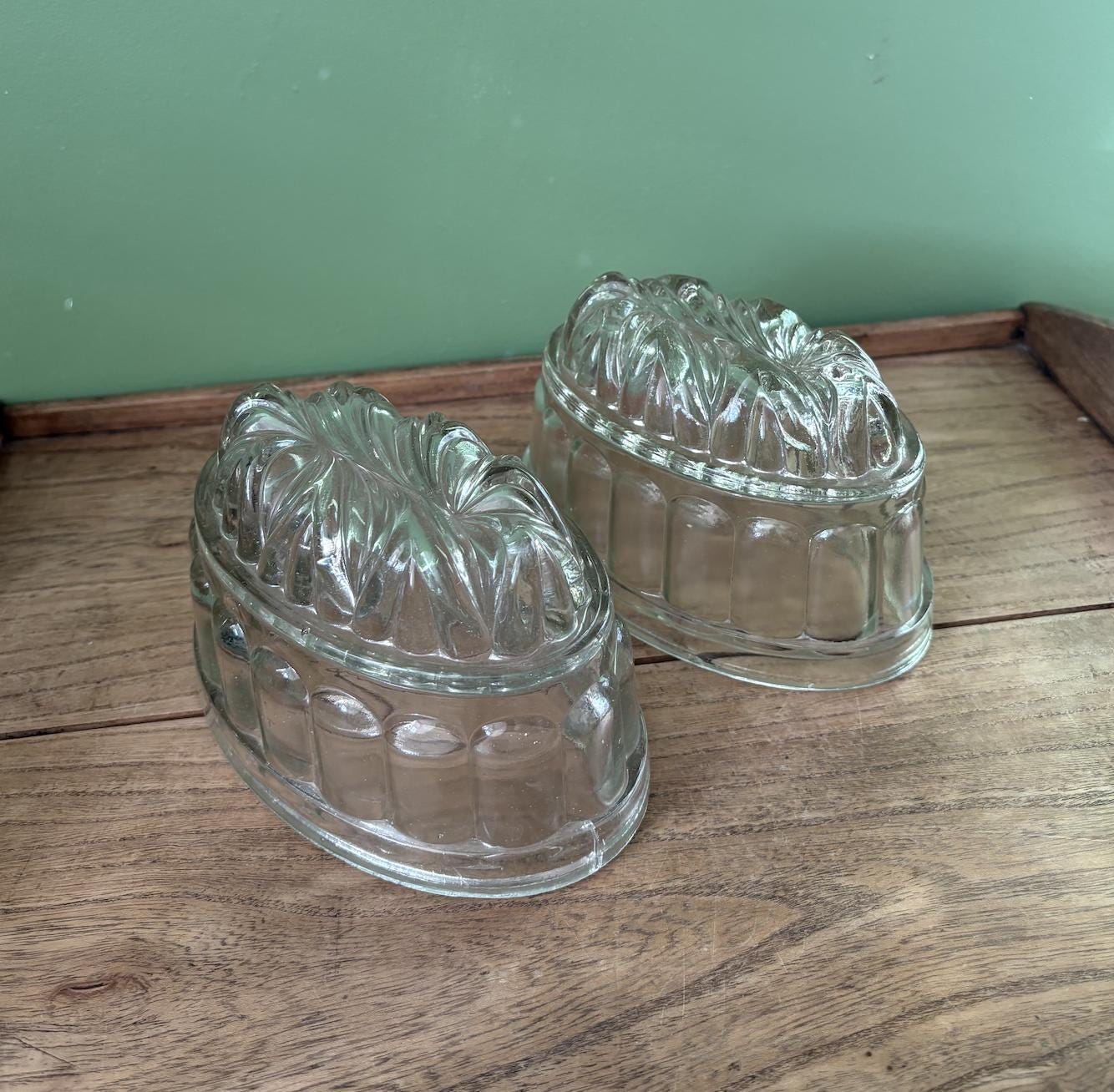 Pair of Large Oval Decorative Jelly Mould