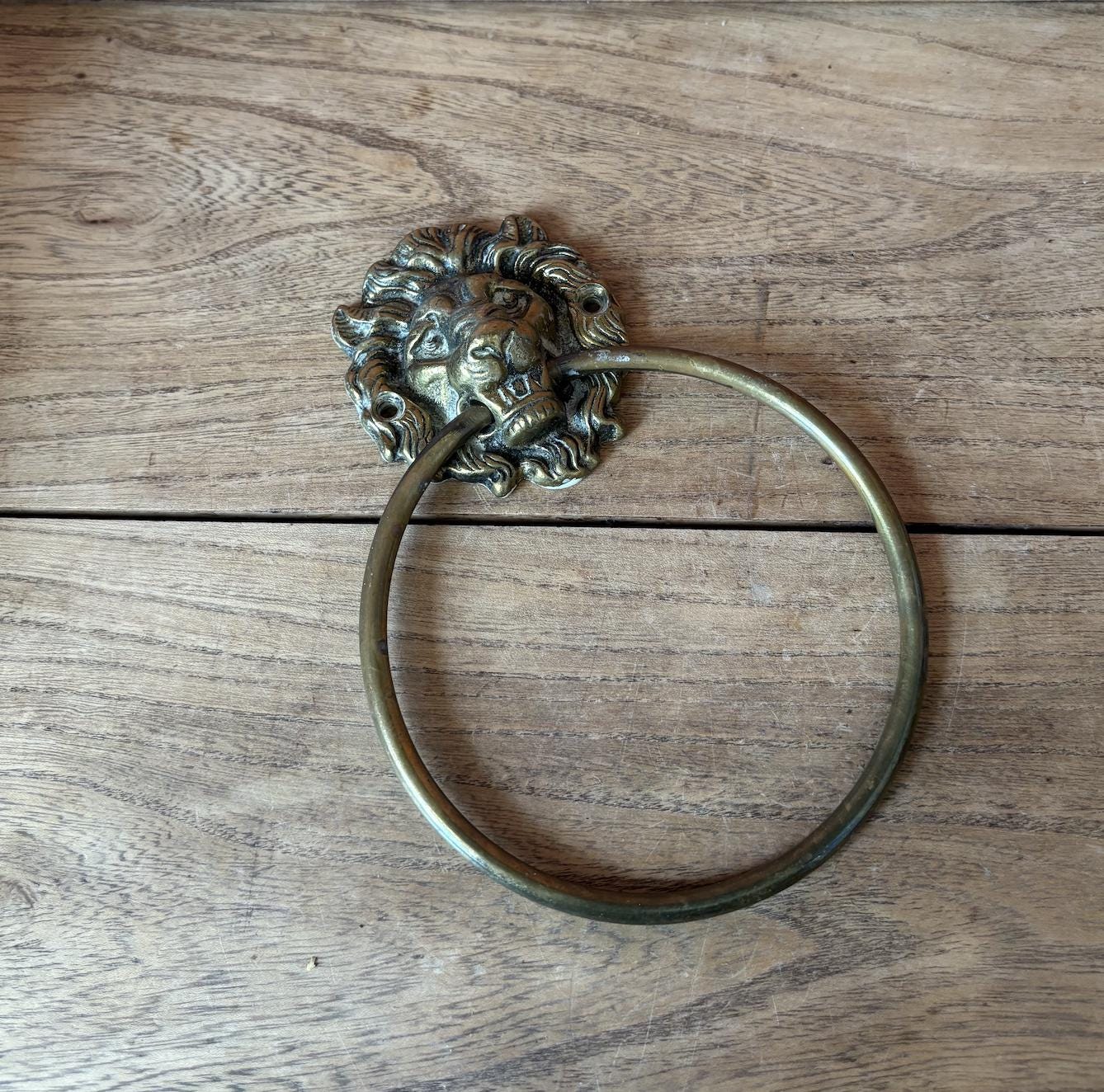 Peerage Brass Lion Head Towel Holder