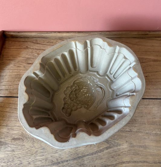 Antique Salt Glazed Stoneware Jelly mould | Bunch of Grapes Design