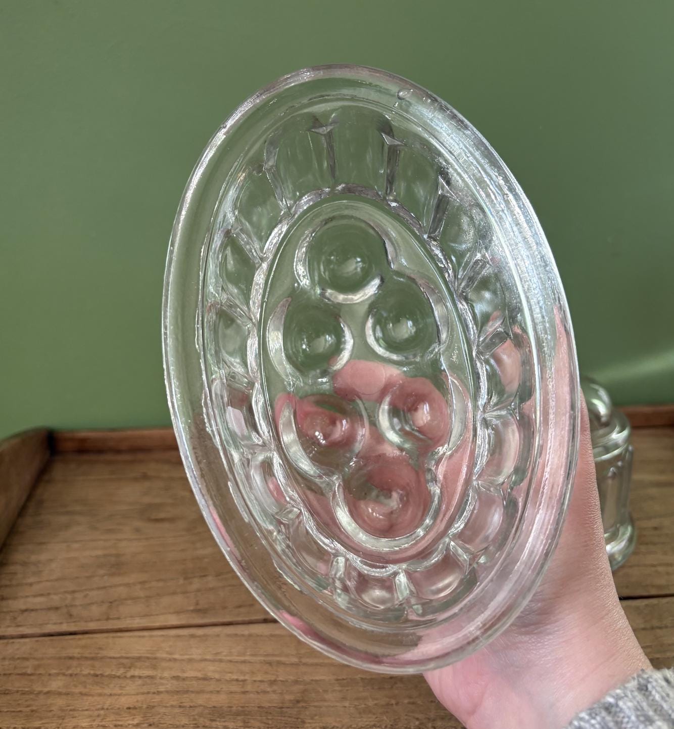 Two Large Bubble Glass Jelly Moulds