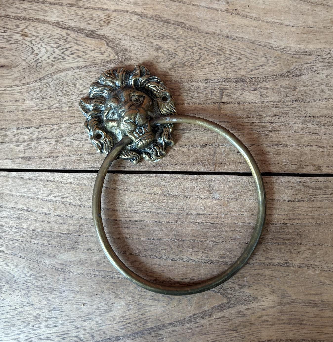 Peerage Brass Lion Head Towel Holder