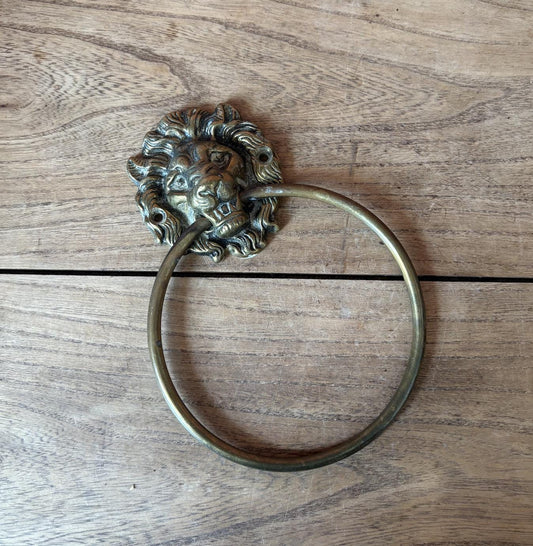 Peerage Brass Lion Head Towel Holder
